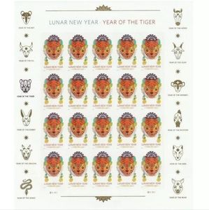 100 Lunar‎ New Year of the Tiger 2022 Forever Postage Stamps USPS Mail Stamp